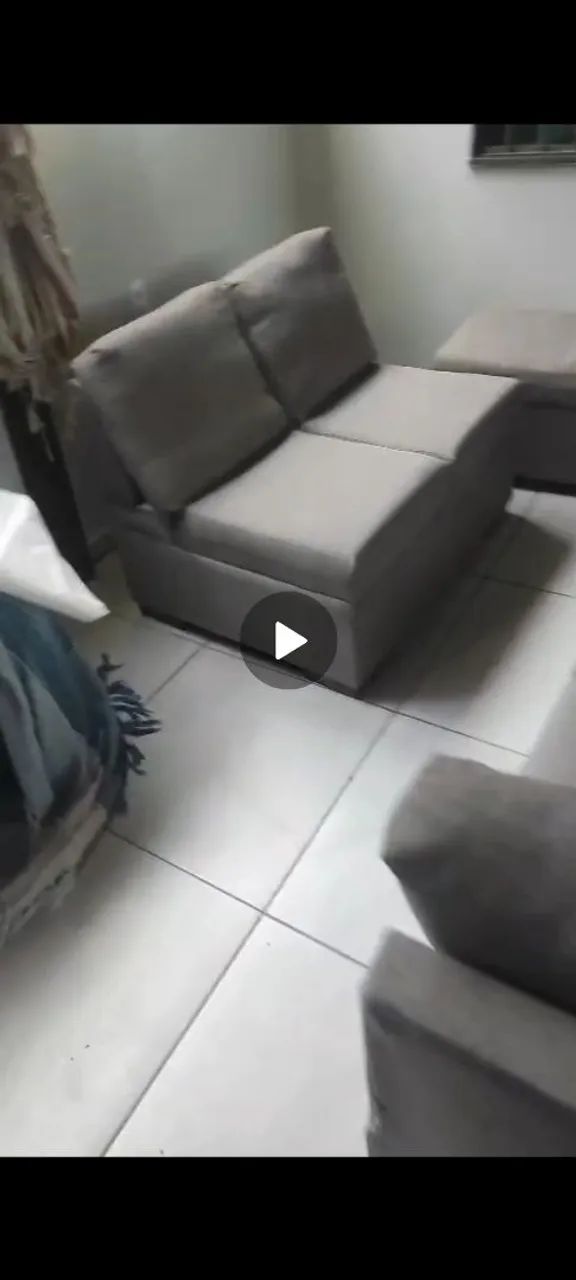 ? Conjunto de Sofás + Puff Cinza | Conservado e Fácil de Higienizar - Foto 3