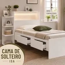 Cama solteiro com baú interno / pronta entrega 