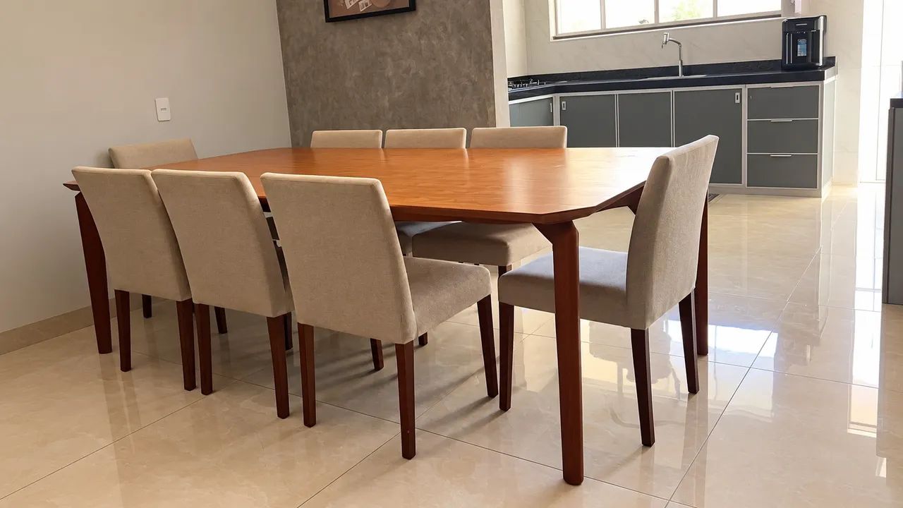     Mesa de Jantar Grande com 8 Cadeiras 