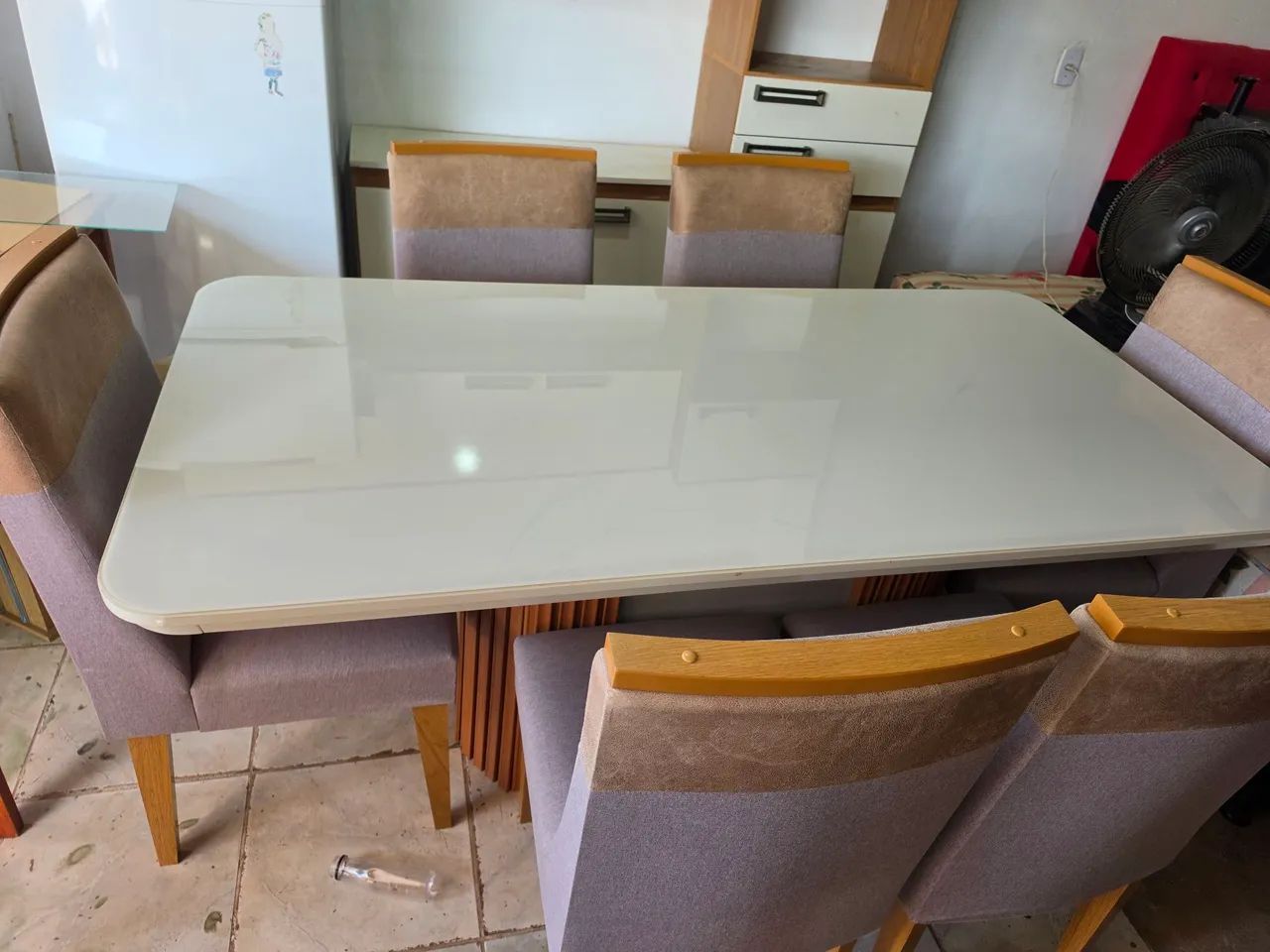 Mesa 6 cadeiras mdf vidro ótimo estado - Foto 2