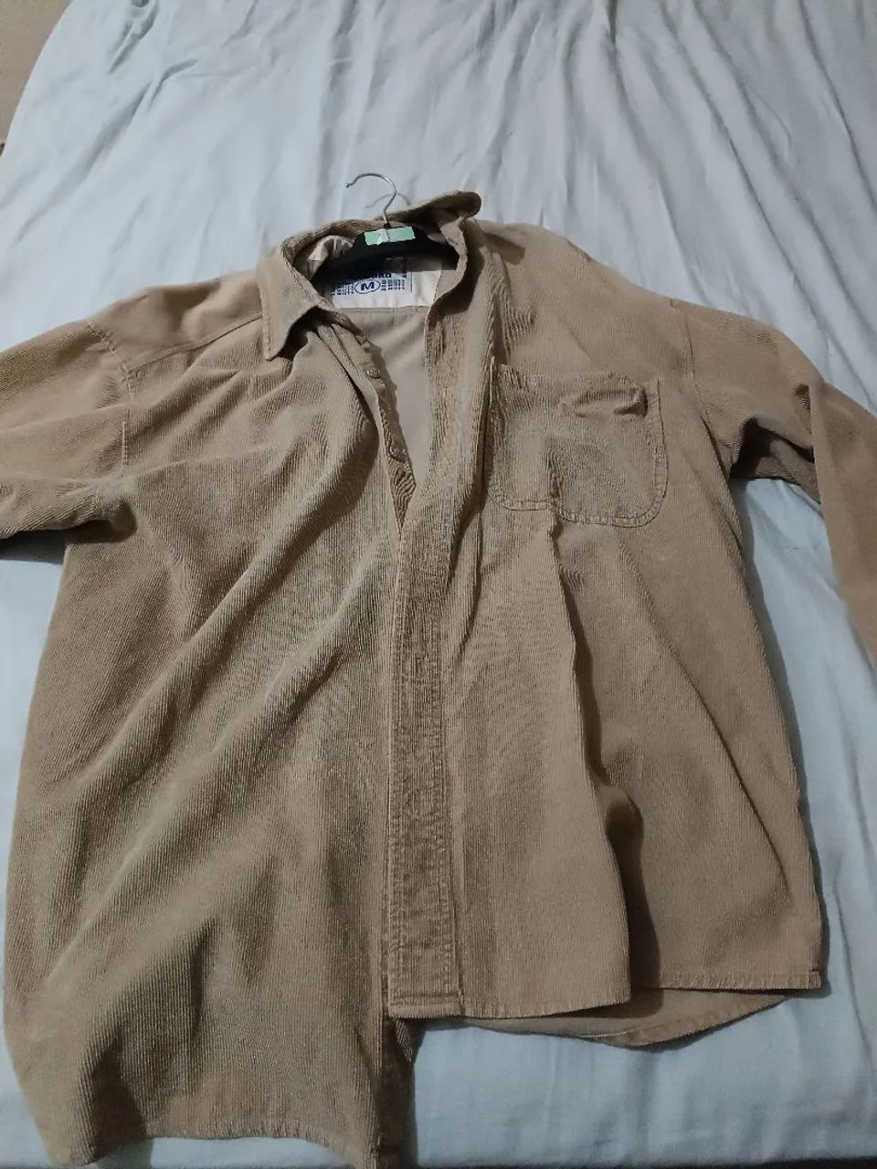 Camisa veludo cotele vintage bege - Foto 3