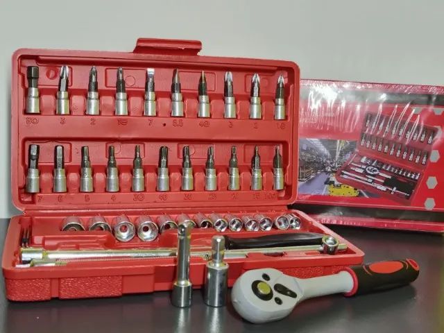 Kit Chaves Ferramentas Catraca Soquete Allen 46 Peças com Maleta - Foto 3