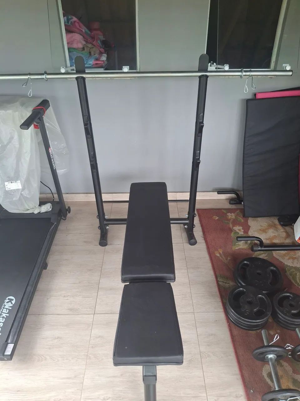 Banco musculação com barra e pesos 60 kg - Foto 2