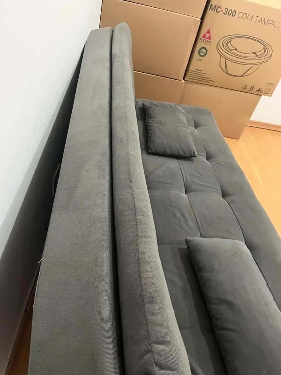 SOFÁ-CAMA 3 LUGARES PREMIUM SUDE CINZA - MOBLY - Foto 3