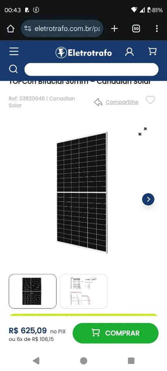 Vendo sistema fotovoltaica Solar 500kw/h por mês geração, Mono cristalina Canadia, deye 20