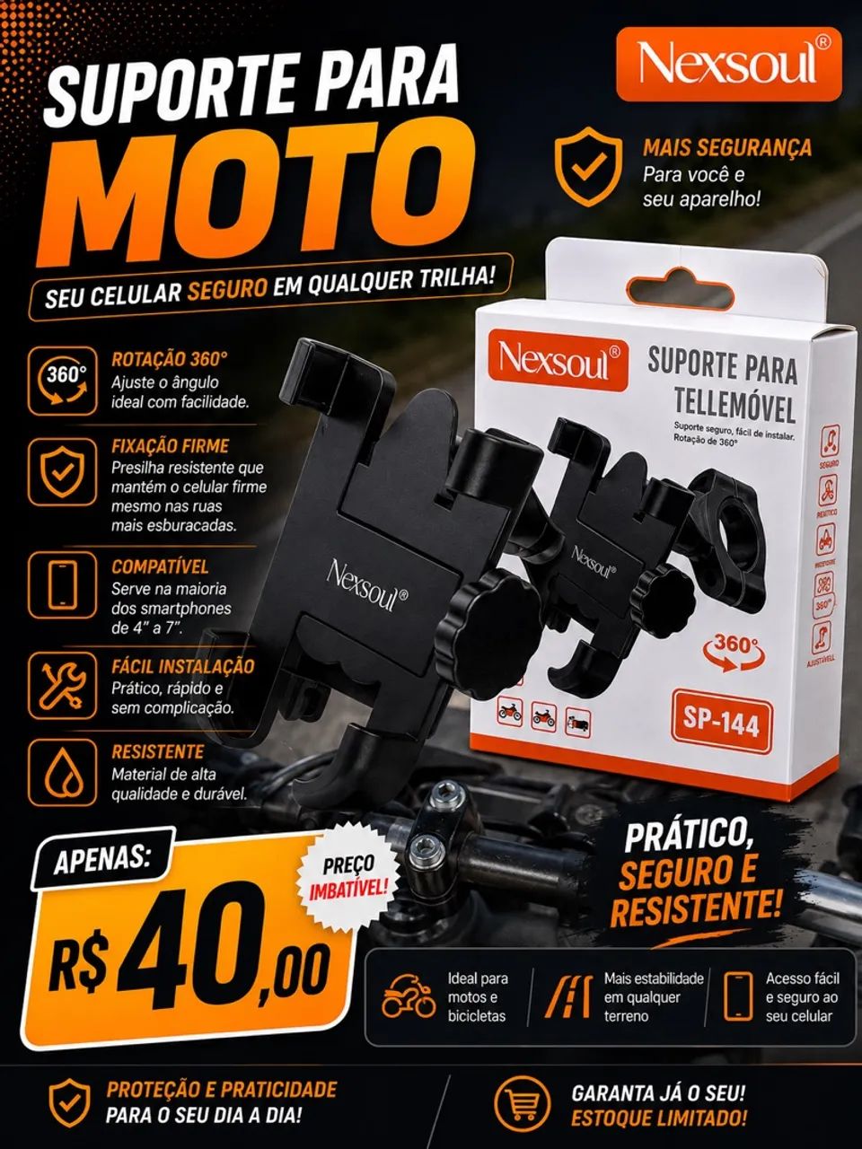 Suporte De Celular Para Moto  - Foto 2