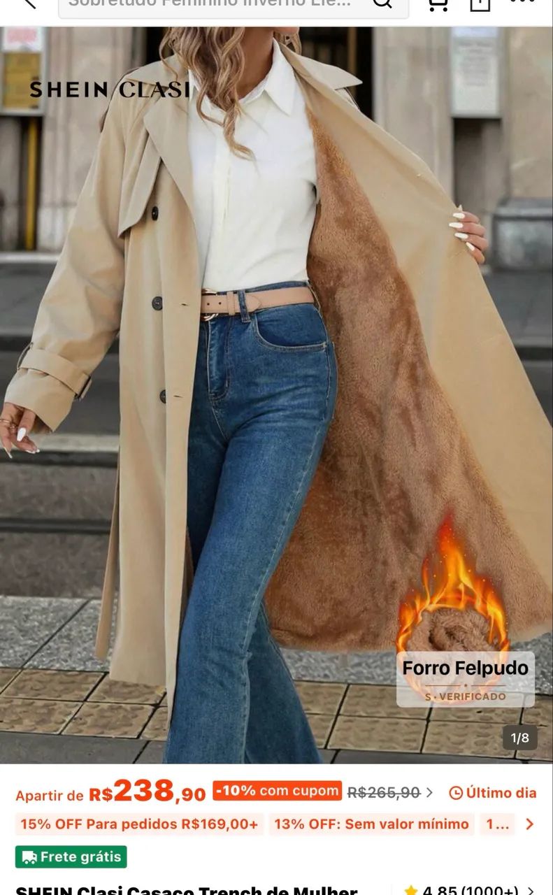Casaco de frio forrado 