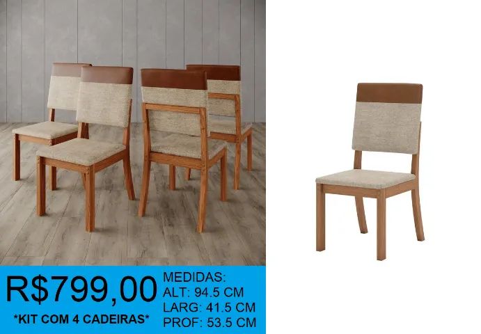 Kit com 4 cadeiras lançamento heen - temos a pronta entrega 