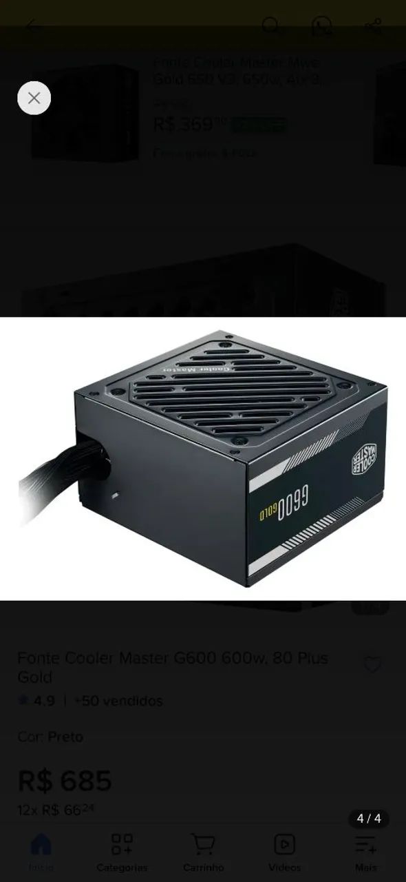 Fonte Cooler Master, G600, 80plus Gold - 600W - Foto 4