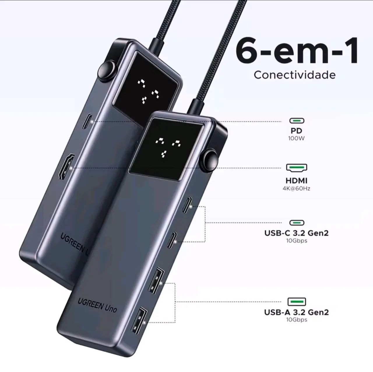 Hub USB ugreen 6 em 1 - NOVO - Foto 3