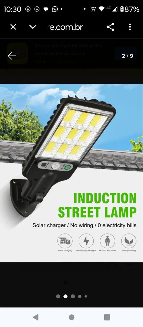 Lâmpada led solar com controle 
