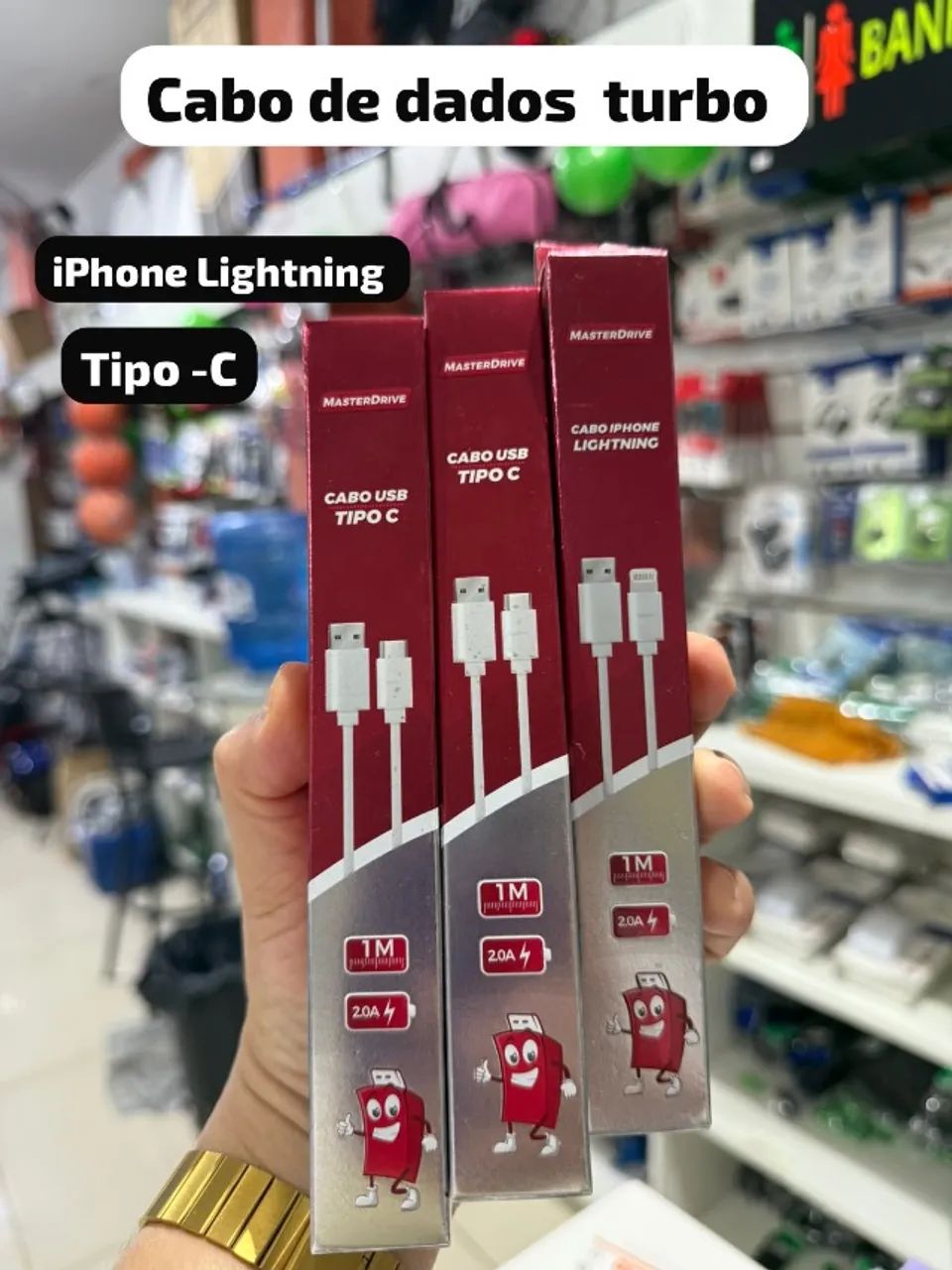 Cabo Turbo 20W Original Alta Velocidade iPhone Lightning e Tipo C
