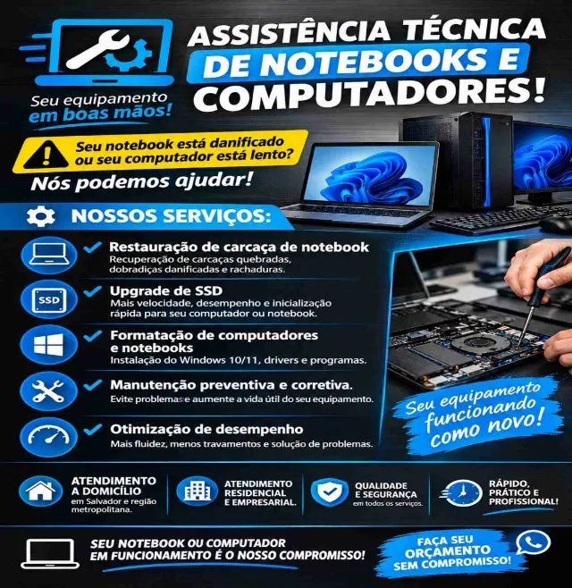 Restauração carcaça notebook, upgrade ssd , instalação  windows