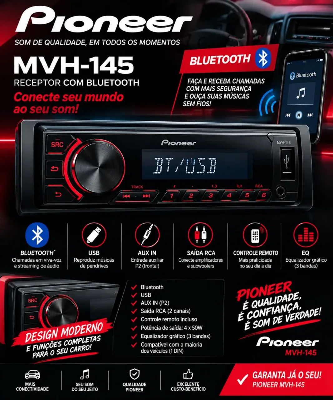 Pioneer bluetooth lançamento 