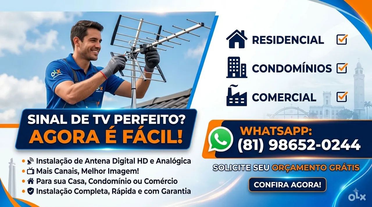 Instalação de Antena Digital e Analógica em toda Região de Pernambuco