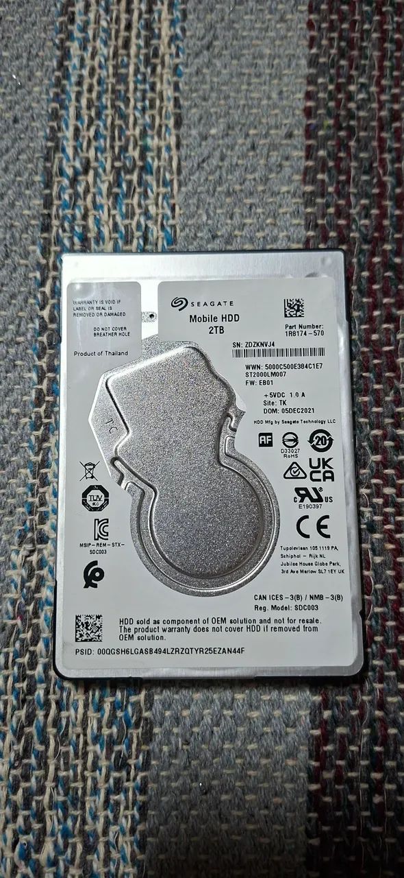 HDD Seagate Sata 2TB 5.4k 6Gbps sff (100% saúde)
