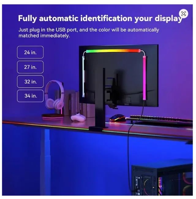 backlight rgb inteligente sincronizacao para monitor 34 polegadas  - Foto 3