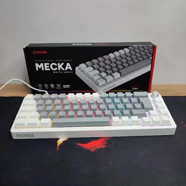 Teclado Mecânico 65% PCYes Mecka White Ghost Switch Red - Foto 2