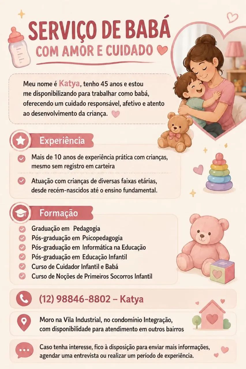 Babá/ Baby Sitter/ Cuidadora Infantil 