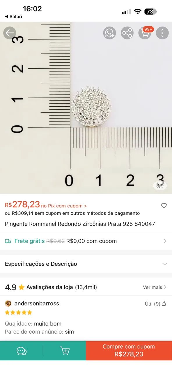 Pingente Rommanel em zirconias  - Foto 4