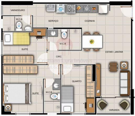 Apartamento para venda em maceió, barro duro, 3 dormitórios, 2 suítes, 1 banheiro, 2 vagas - Foto 9