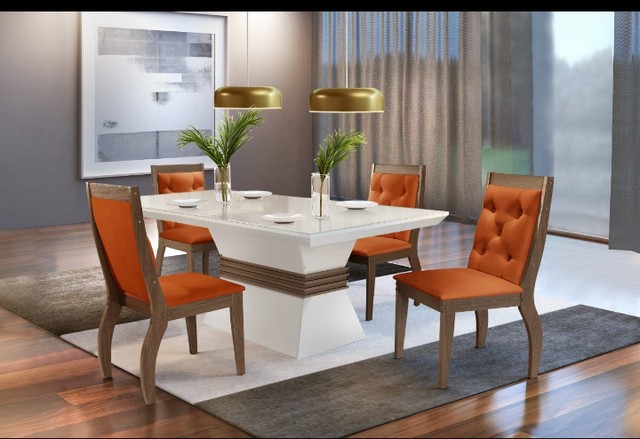 Sala mesa jantar com 4 cadeiras tampo de vidro ZAP *  - Foto 3