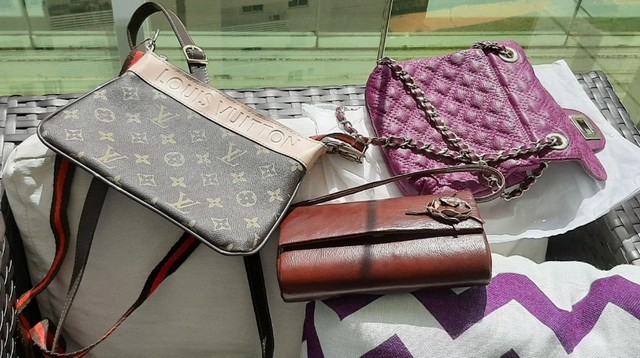 bolsa matelasse, couro legitimo - cor roxo beringela - Foto 2