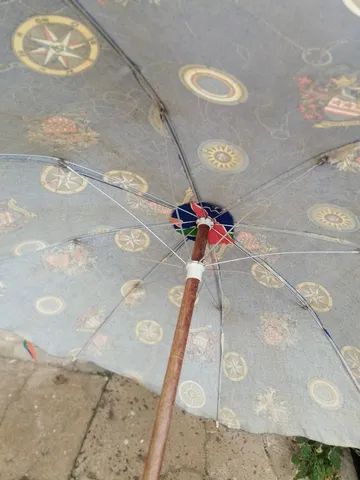 Sombreiro antigo de pano , cabo de madeira - Foto 4