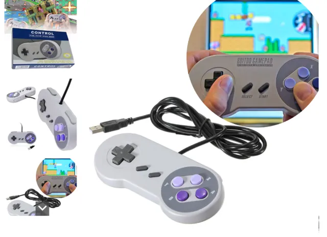 Controle Usb Super Nintendo Snes Para Computador Pc Mac Emulador - Botões  Roxo : : Games e Consoles