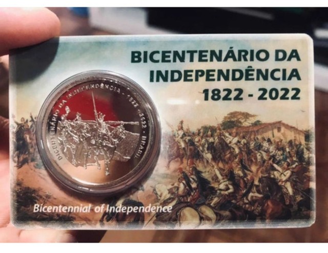 Moeda Cuproniquel 2 Reais Bicentenario da Independência do Brasil Comemorativa  - Foto 4