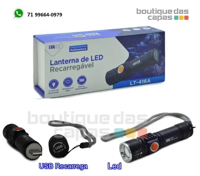 Lanterna de Led 20000W Recarregável USB Ref: 912USB - Freeway Atacado