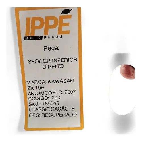 Spoiler Inferior Direito Kawasaki Zx 10r 2007 Com Avaria - Peças
