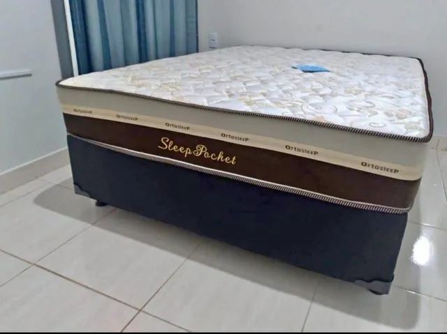 Colchão pochet marrom com bege casal  mas base 1,38