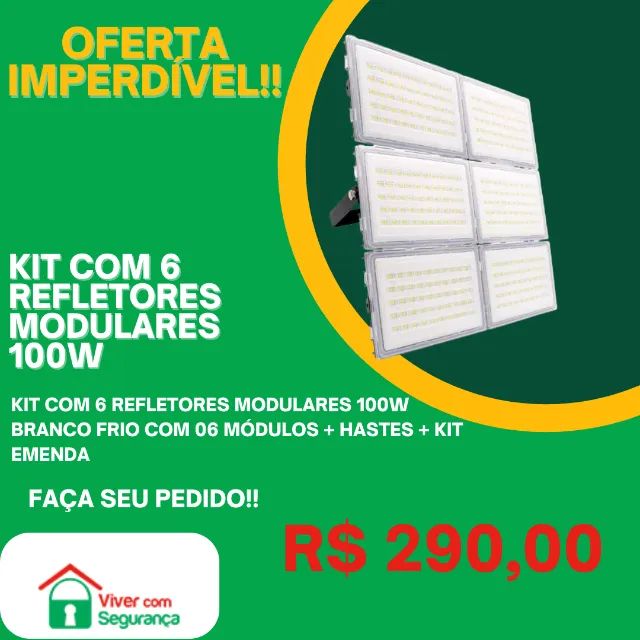 KIT COM 6 Refletores Modulares de 100W