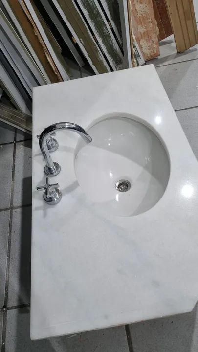 Pia Mármore branco Nova ! - Foto 3