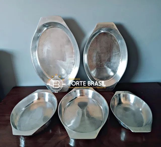 Jogo de travessa em alumínio batido grosso 