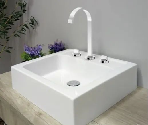 Misturador De Mesa Para Lavatório 3 Furos Bica Alta Flow Cro - Foto 2