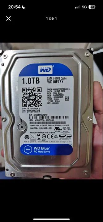 HD WD Blue 1TB SATA 64MB Cache
