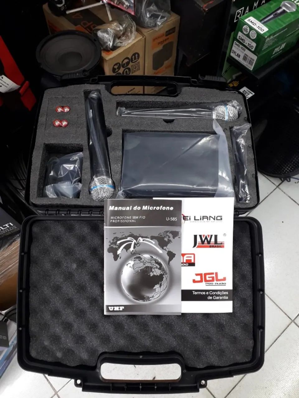 Microfone Duplo Sem Fio Profissional Jwl U-585 Dinâmico - Foto 4