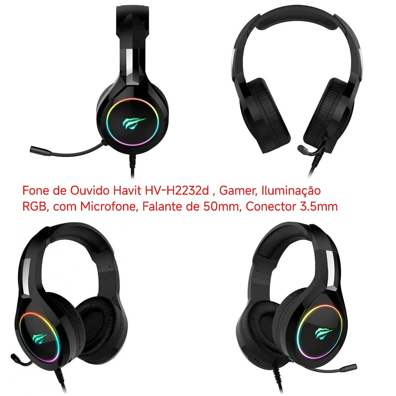 Headset Gamer Havit HV-H2232d com Iluminação RGB