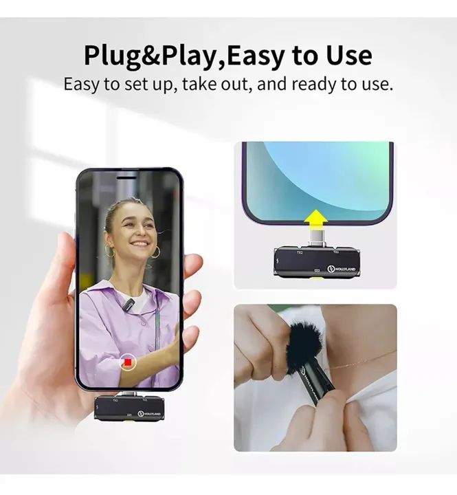 Hollyland Lark C1 - USB-C Duo Microfone S/fio P/ celular Android - Foto 2