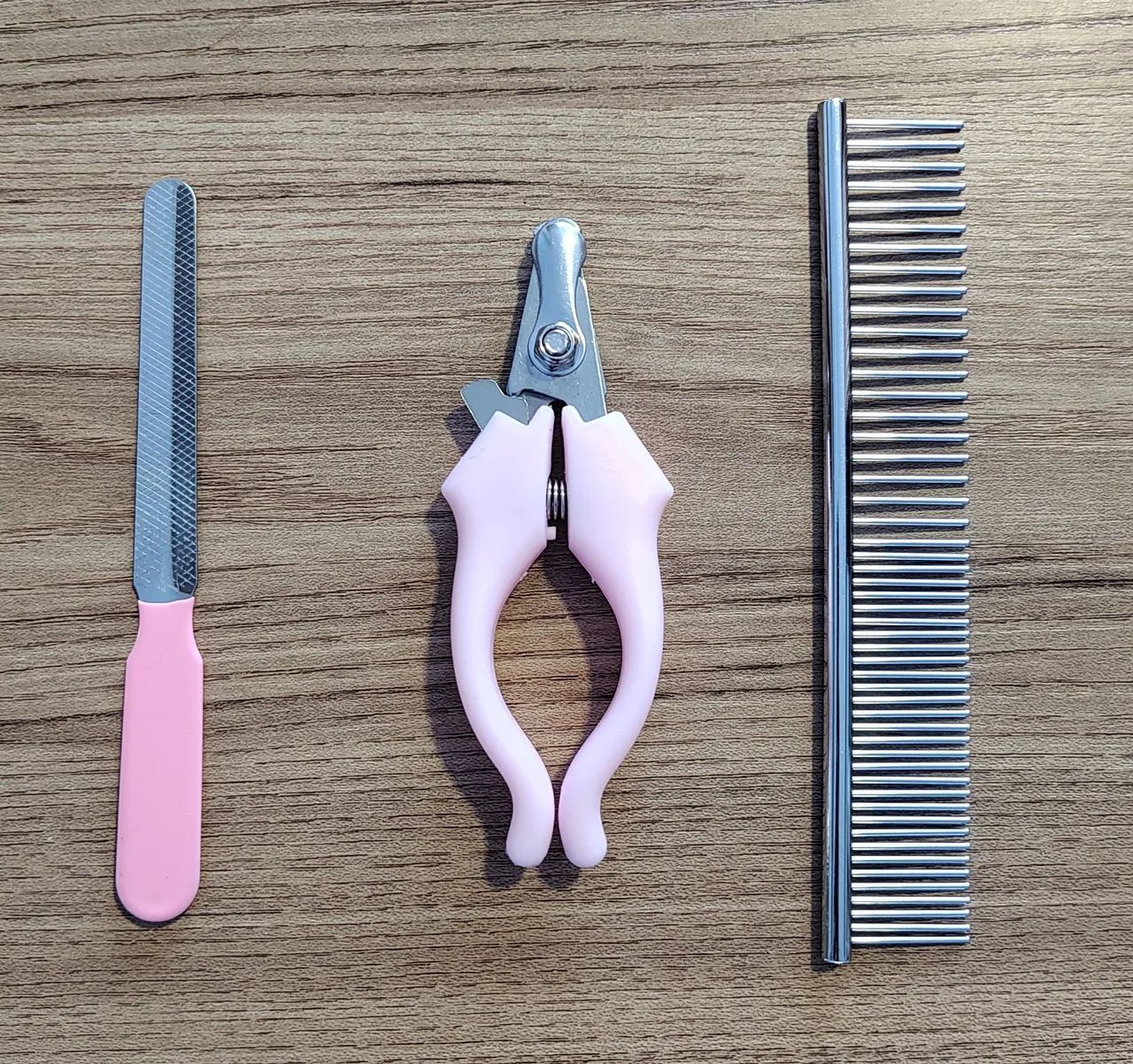 Kit alicate cortador de unha lixa e pente metal kit de Higiene para Pet gato cachorro 