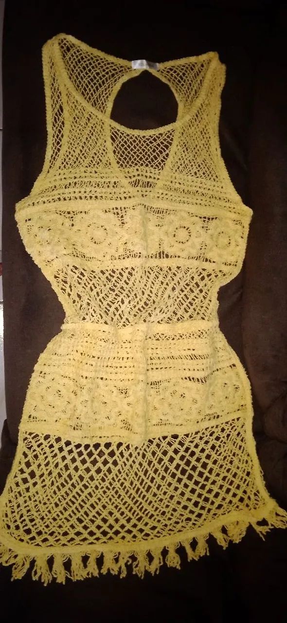 Vestido de Crochê Amarelo - Verão e Praia