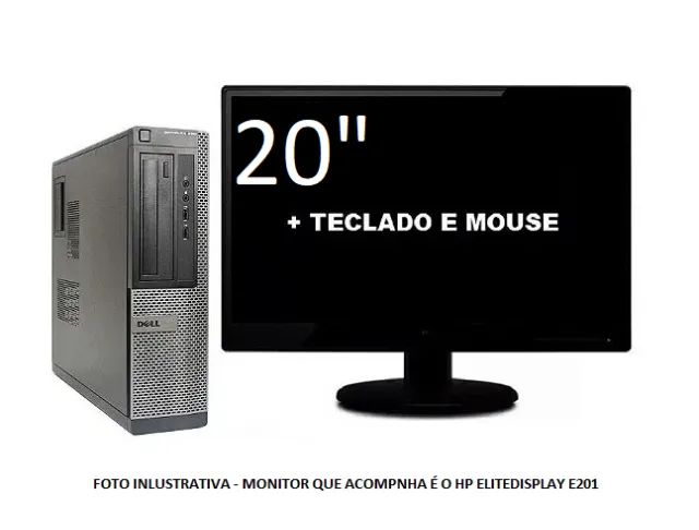 Pc Dell Completo Intel Core i5 Teclado Mouse Monitor 20'' Polegadas - 100% Funcionando
