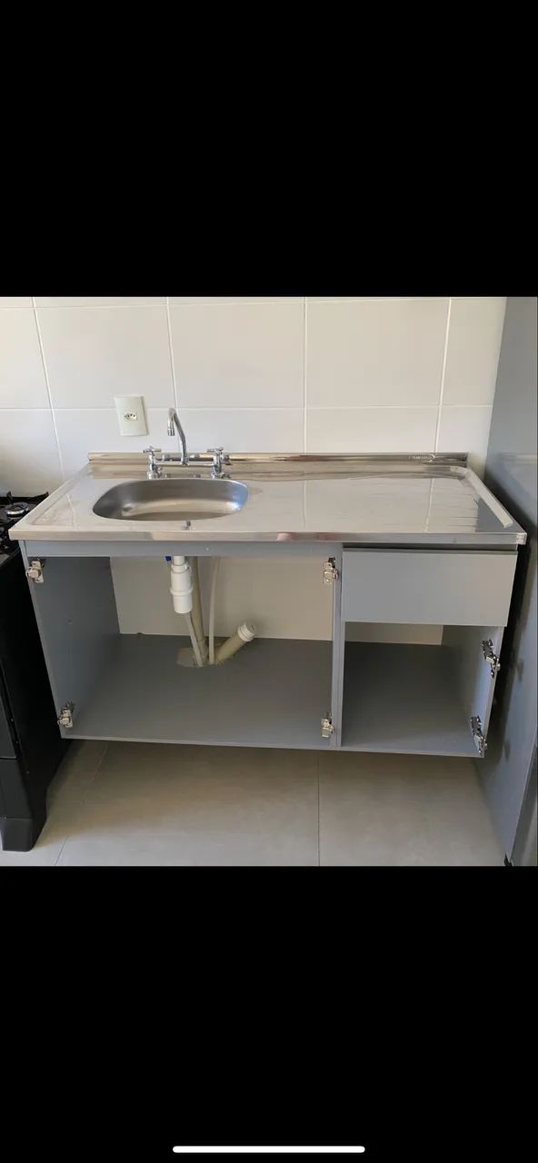 Cuba Inox 120cm com torneira 
