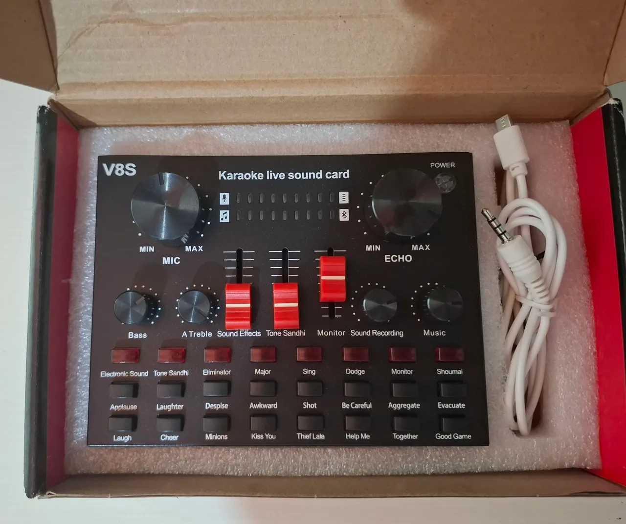Placa de Som Karaoke V8S - Efeitos e Monitoramento