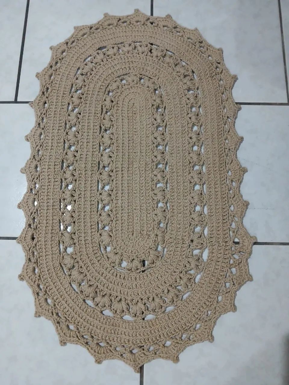 Tapete de crochê oval