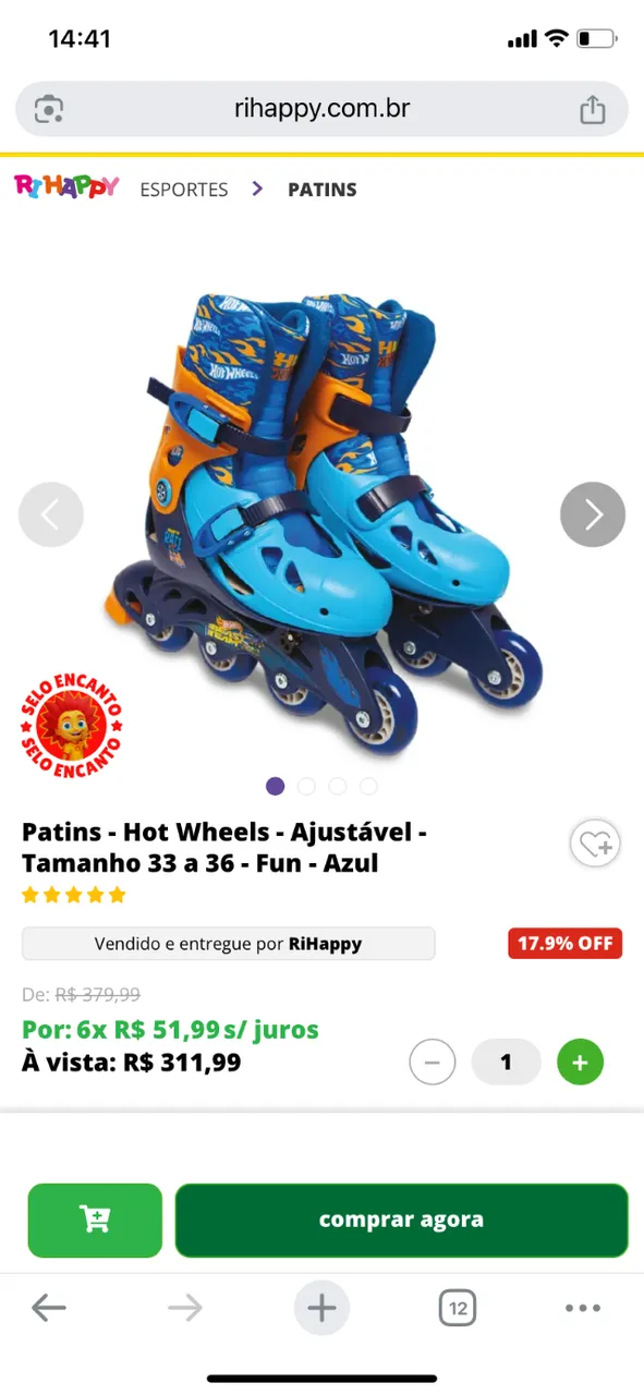 Patins hotwheels menino