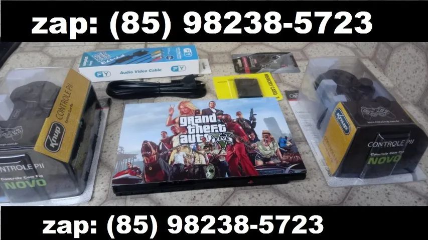 play2 completo com cabus novos e  controle novos e uma capimha gta 