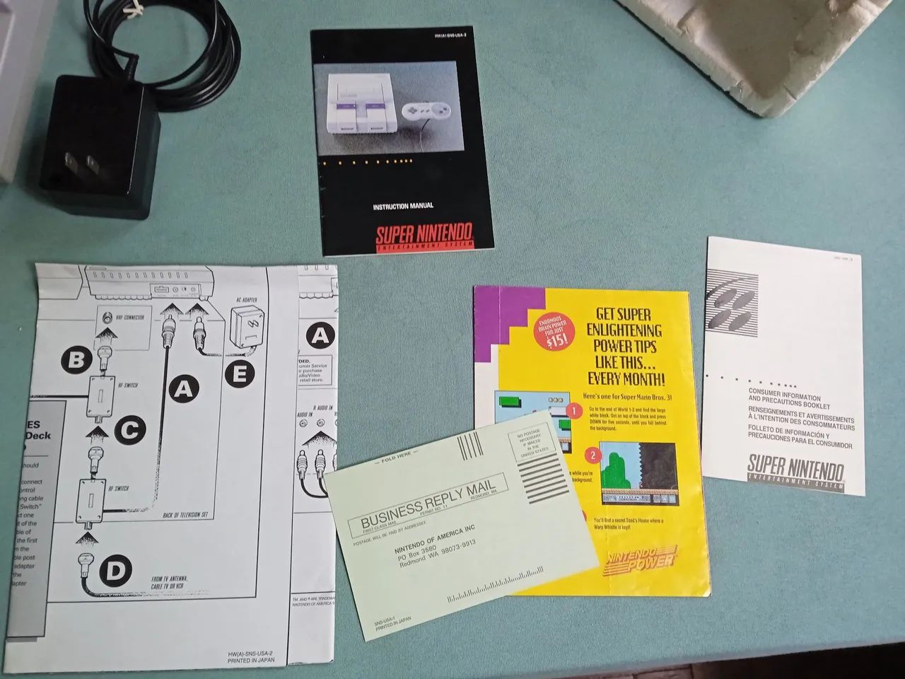 Super Nintendo Control Set americano completo +controle extra + cabo av veja leia - Foto 4